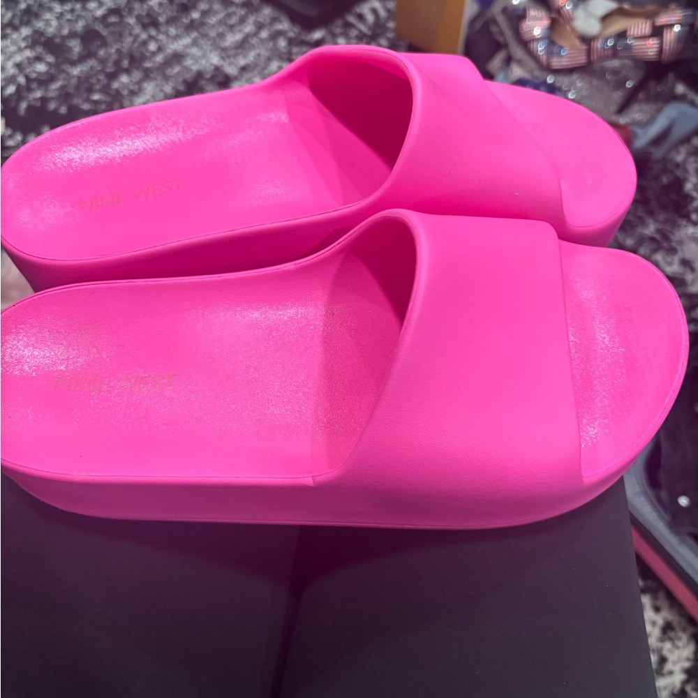 Vibrant Pink Slide Sandals- Nine West
